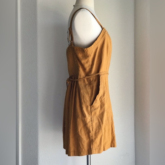 Old Navy Linen Boho Chic Smocked Romper Shorts with Pockets Adj. Straps sz Large - Picture 3 of 16